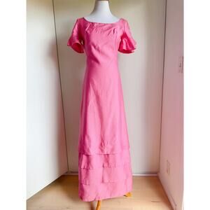 Vintage I. Magnin/Emily Domb Pink Party Dress Size Small/4 Maxi Full length USA